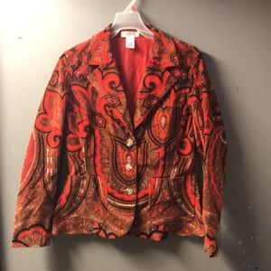 Vintage Corduroy Isaac Mizrah Paisely, Fitted Short Jacket/blazer size Medium
